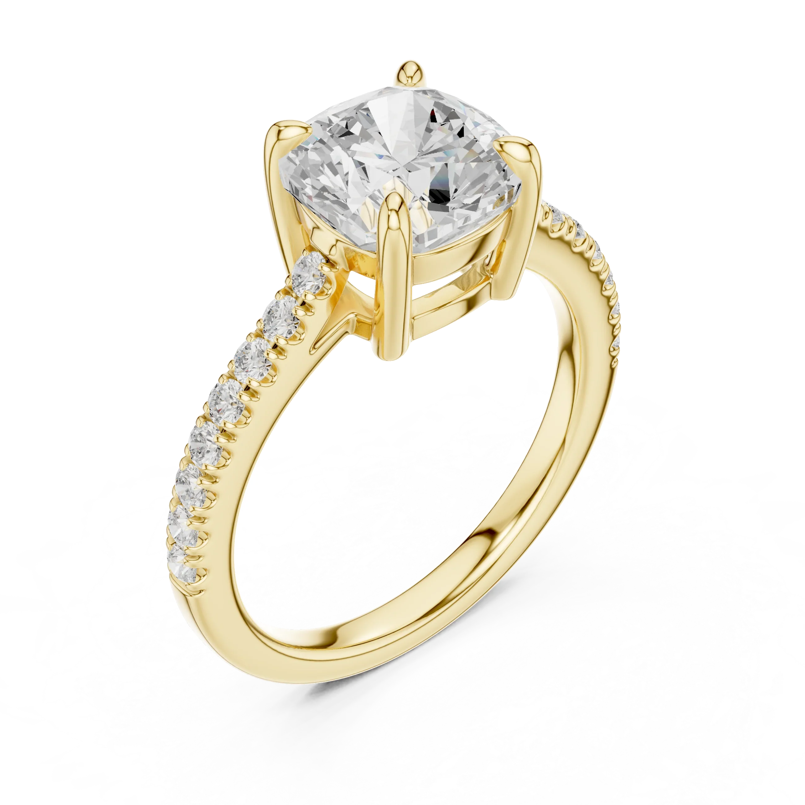 14K Gold Cushion Cut Ring Luxury Bridal Jewelry Gift