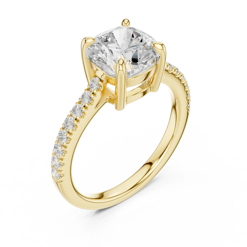 14K Gold Cushion Cut Ring Luxury Bridal Jewelry Gift