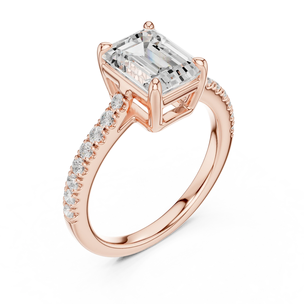 IGI Certified VVS E Color Emerald Cut Lab Grown Ring