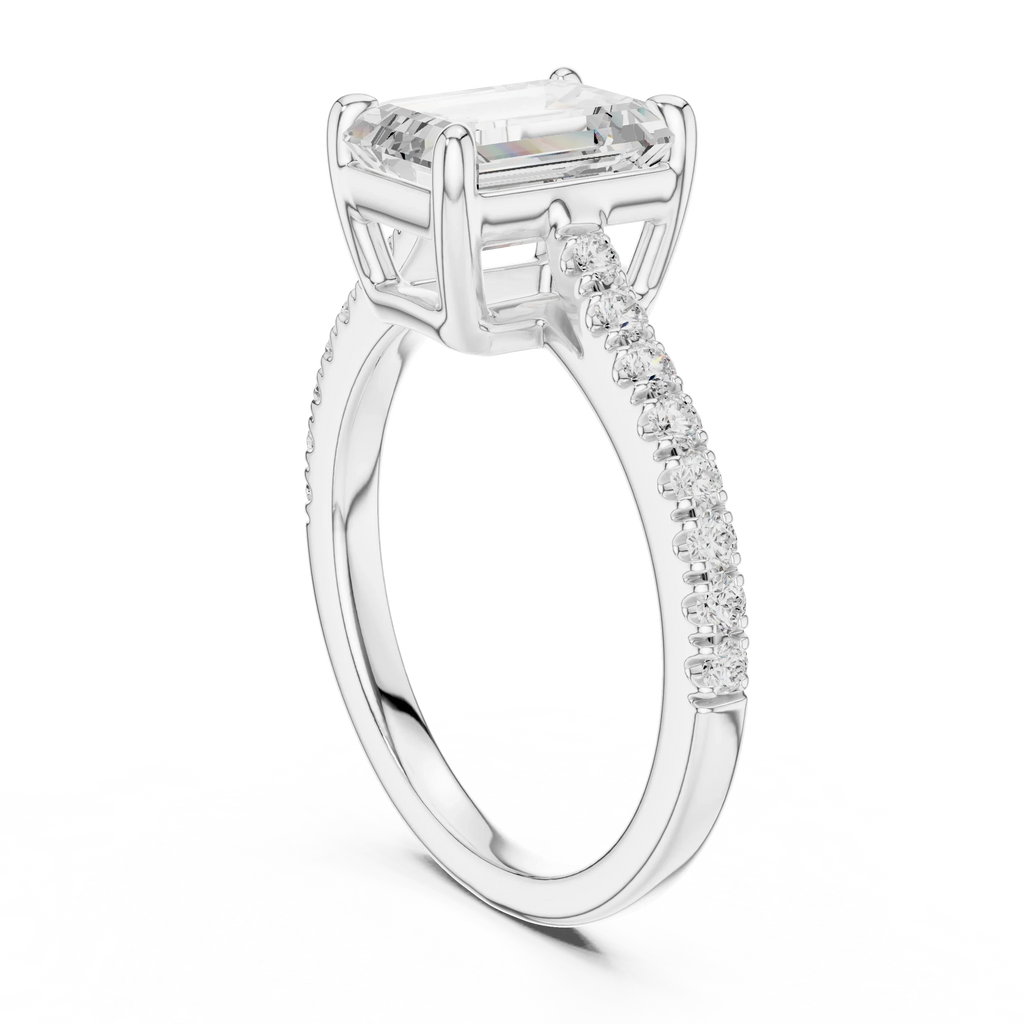 IGI Certified VVS E Color Emerald Cut Lab Grown Ring