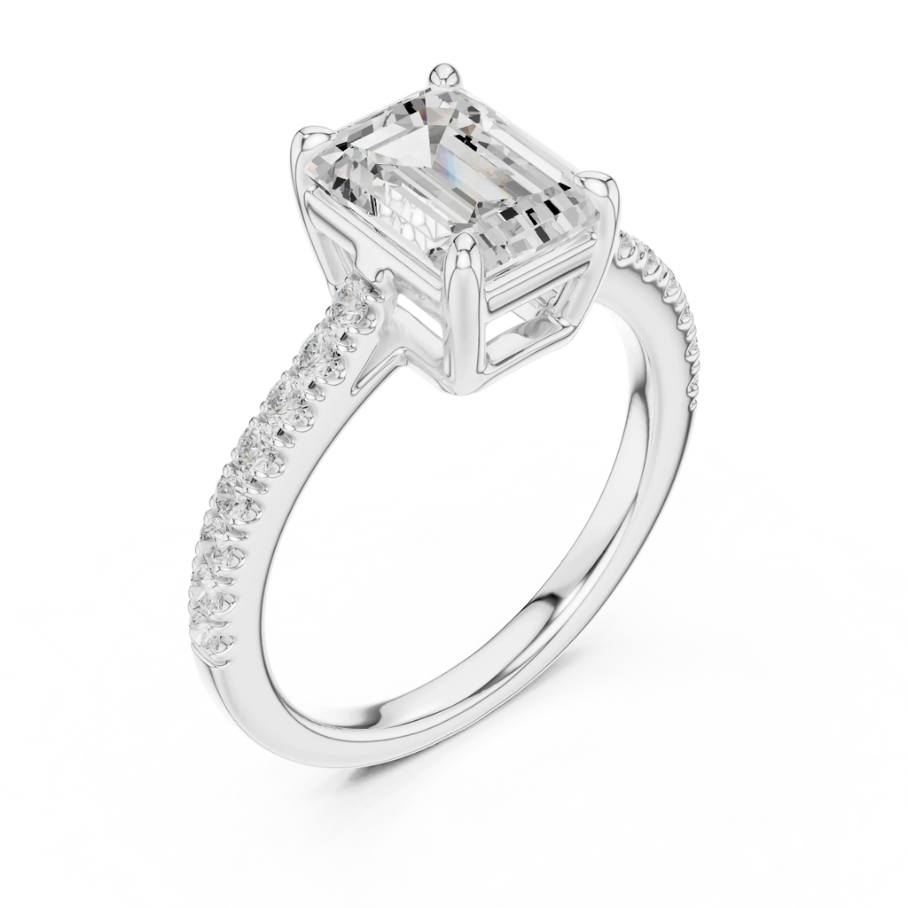 IGI Certified VVS E Color Emerald Cut Lab Grown Ring