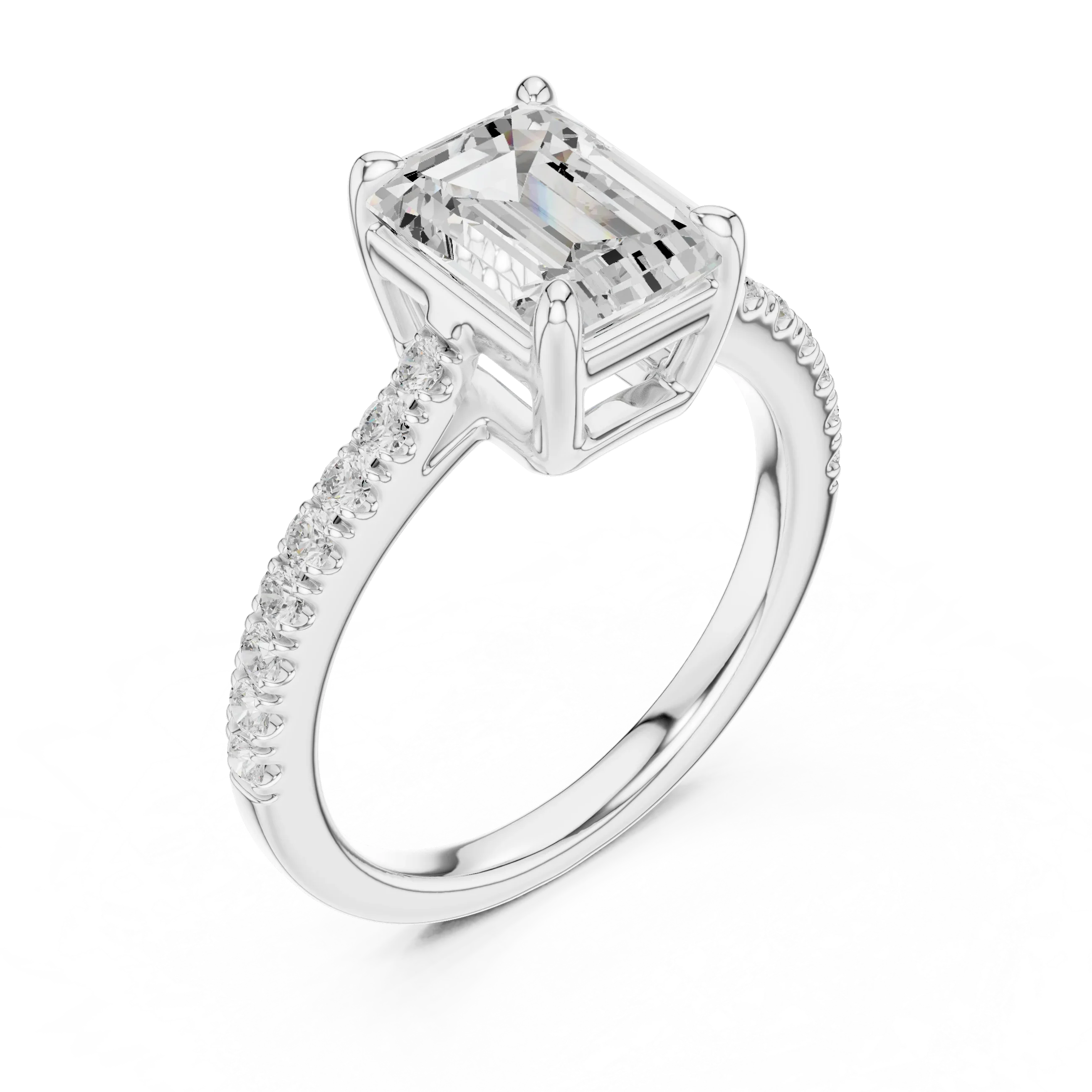 IGI Certified VVS E Color Emerald Cut Lab Grown Ring