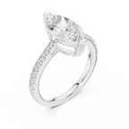 14K Yellow Gold Marquise Cut Solitaire Pave Band Promise Ring