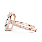 14K Yellow Gold Marquise Cut Solitaire Pave Band Promise Ring