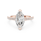 14K Yellow Gold Marquise Cut Solitaire Pave Band Promise Ring