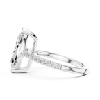 14K Yellow Gold Marquise Cut Solitaire Pave Band Promise Ring