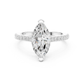 14K Yellow Gold Marquise Cut Solitaire Pave Band Promise Ring