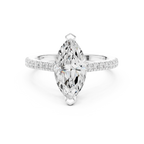 14K Yellow Gold Marquise Cut Solitaire Pave Band Promise Ring