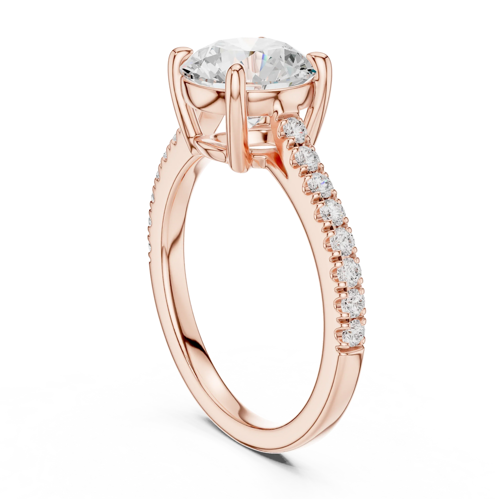 Classic Round Cut Diamond Ring, Yellow Gold Engagement Ring