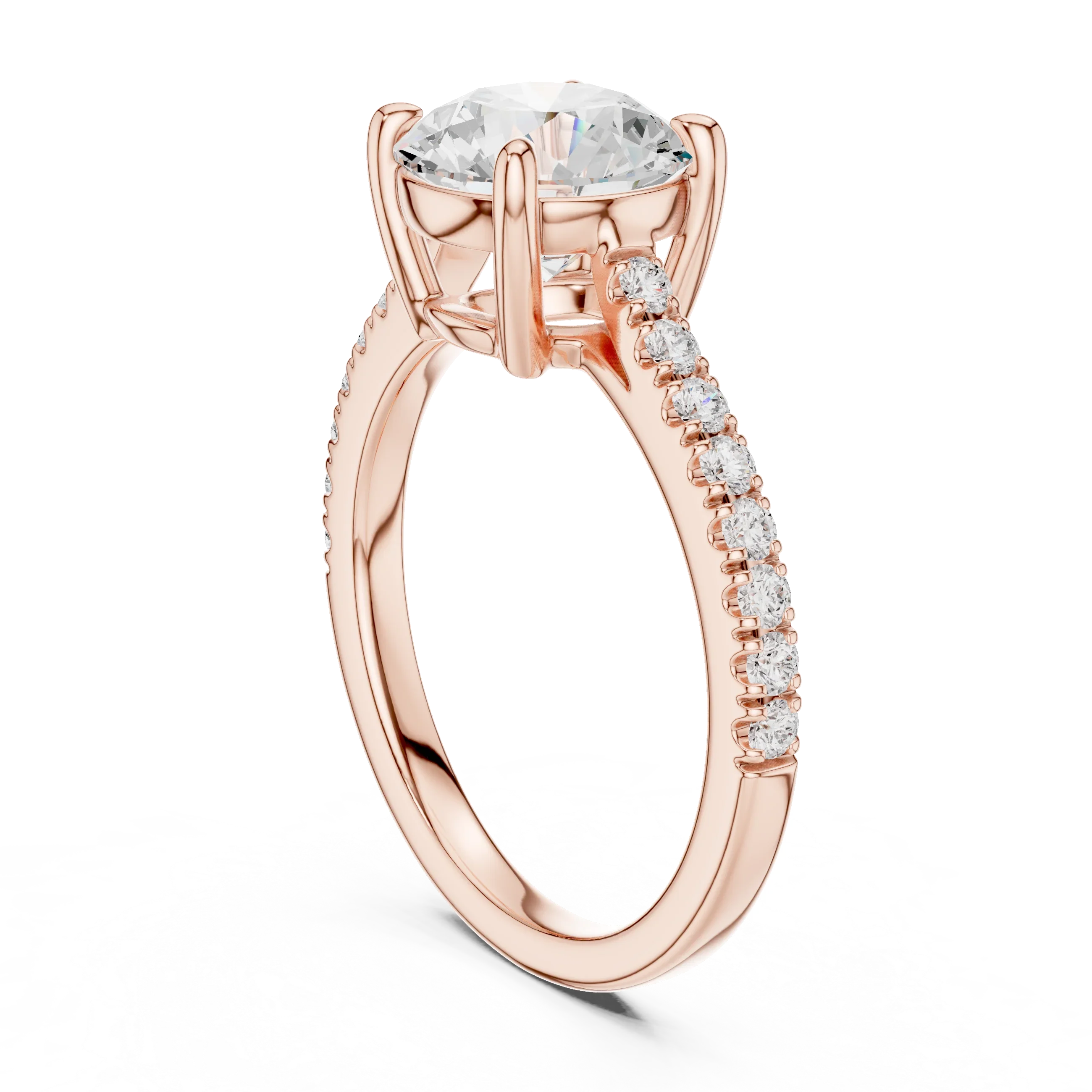 Classic Round Cut Diamond Ring, Yellow Gold Engagement Ring