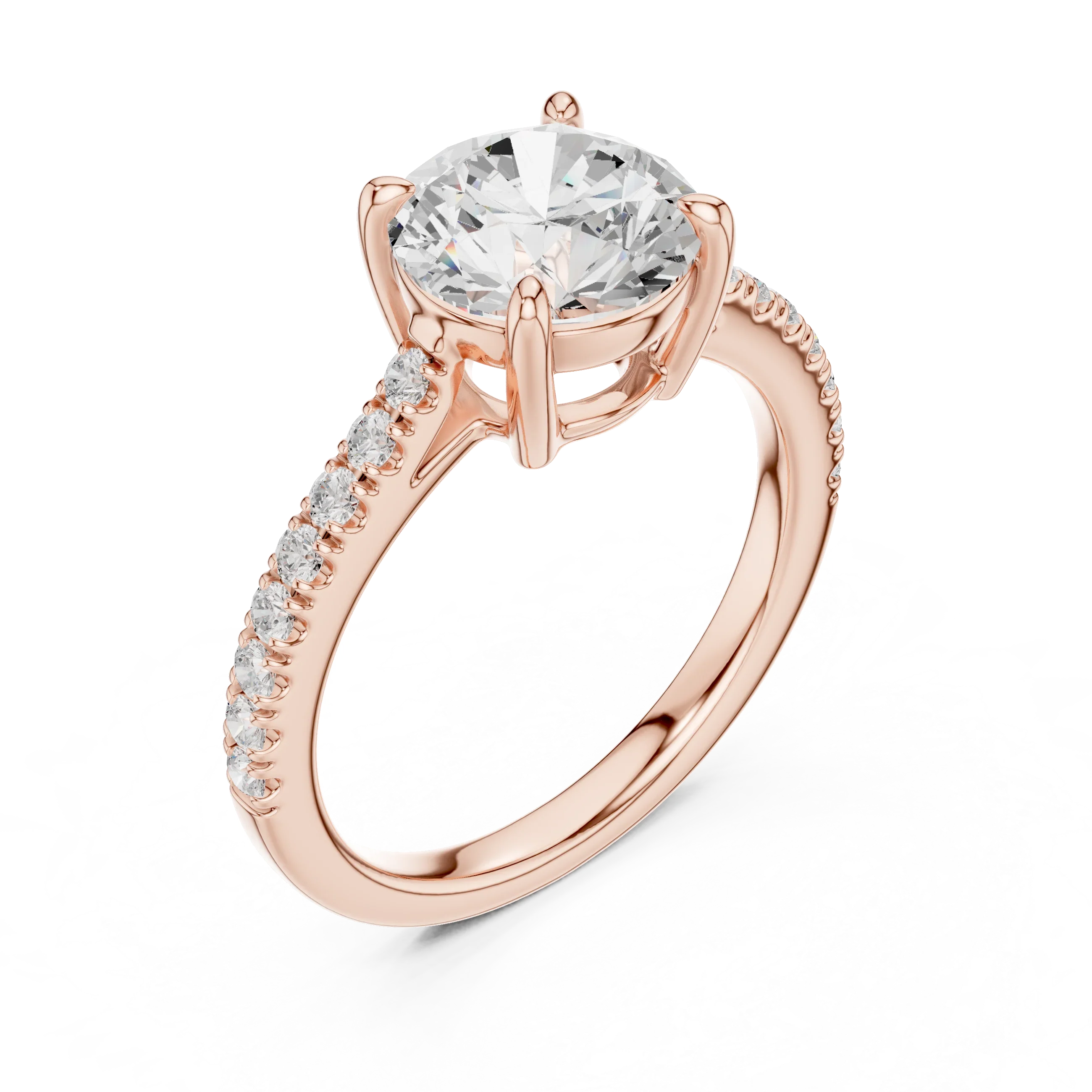 Classic Round Cut Diamond Ring, Yellow Gold Engagement Ring
