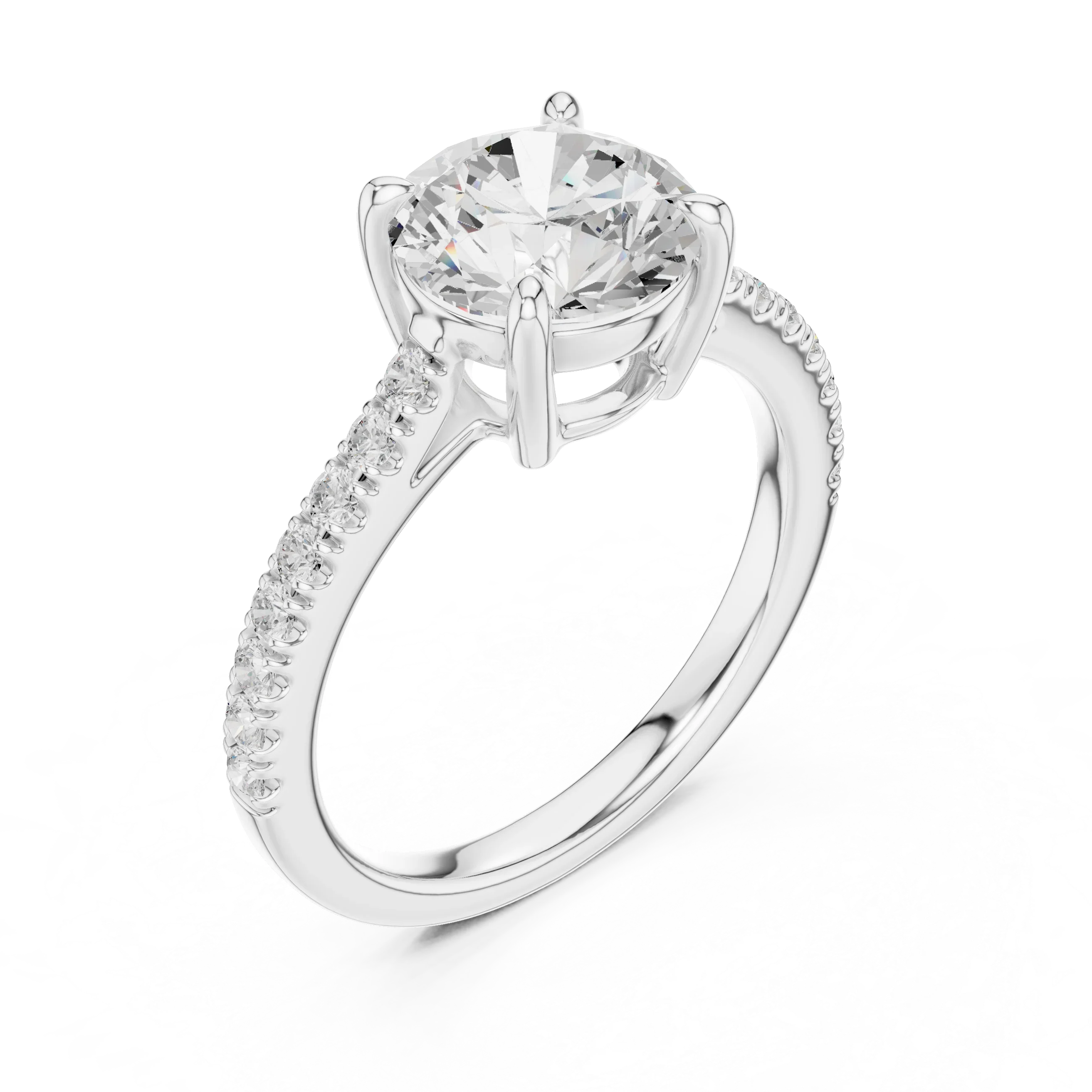 Classic Round Cut Diamond Ring, Yellow Gold Engagement Ring