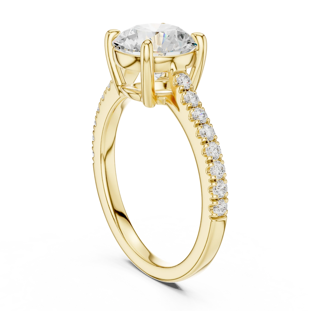 Classic Round Cut Diamond Ring, Yellow Gold Engagement Ring