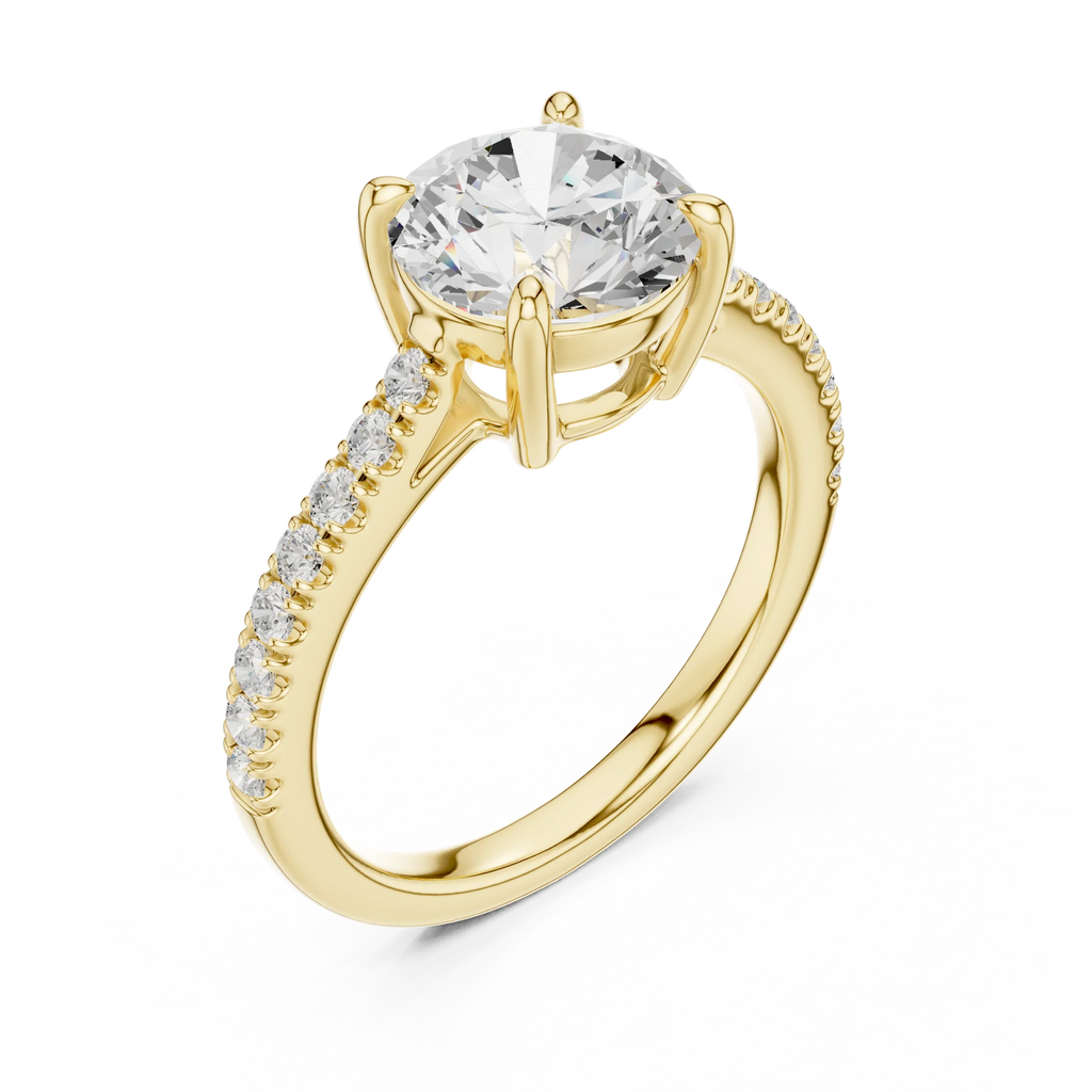 Classic Round Cut Diamond Ring, Yellow Gold Engagement Ring