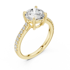 Classic Round Cut Diamond Ring, Yellow Gold Engagement Ring