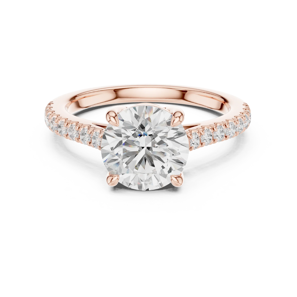 Classic Round Cut Diamond Ring, Yellow Gold Engagement Ring