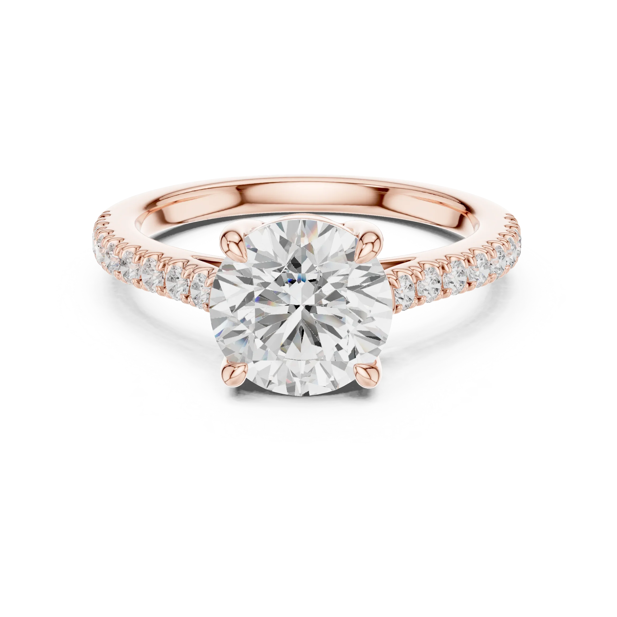 Classic Round Cut Diamond Ring, Yellow Gold Engagement Ring