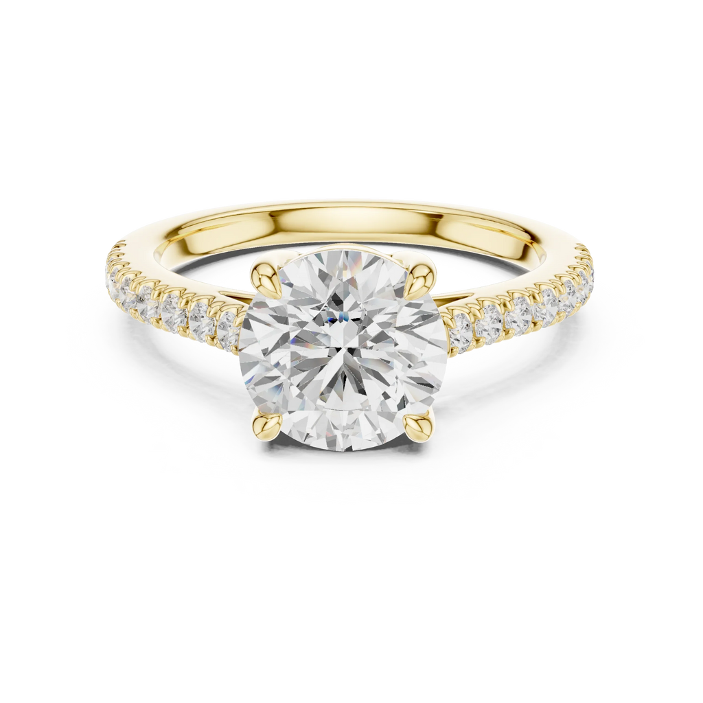 Classic Round Cut Diamond Ring, Yellow Gold Engagement Ring