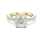 Classic Round Cut Diamond Ring, Yellow Gold Engagement Ring