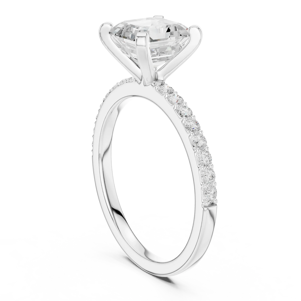 2 CT Asscher Cut Moissanite Halo Engagement Ring, Gift For Her