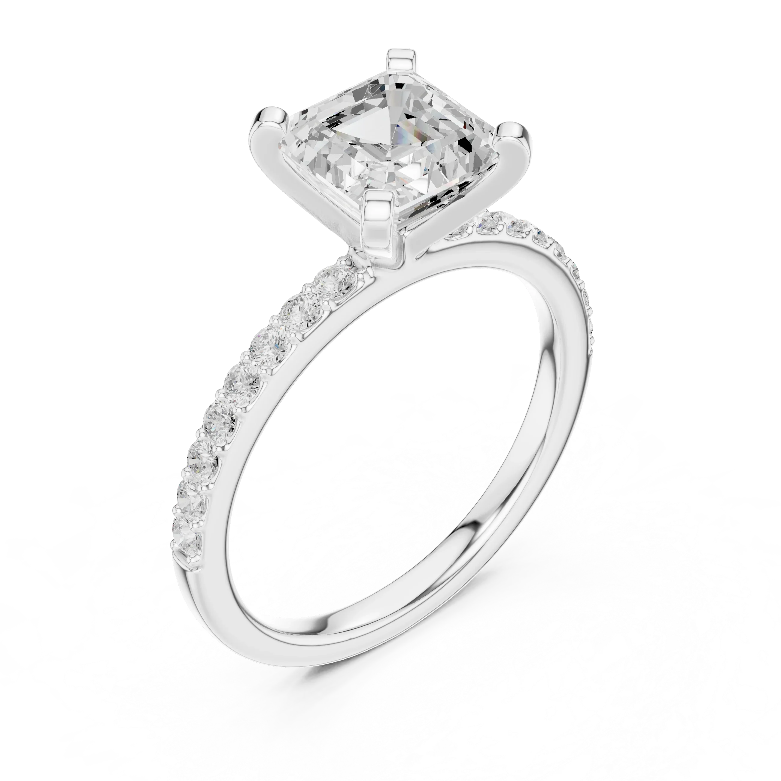 2 CT Asscher Cut Moissanite Halo Engagement Ring, Gift For Her