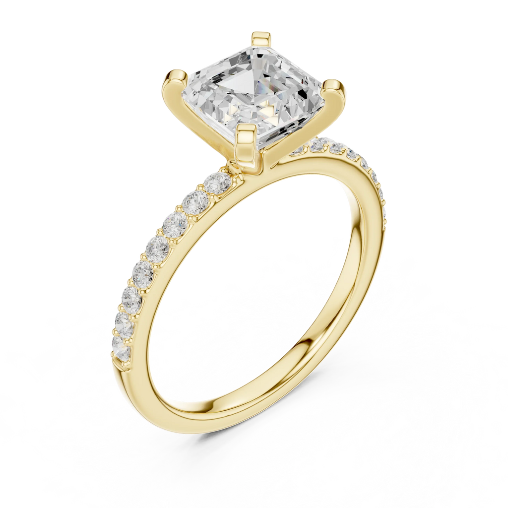 2 CT Asscher Cut Moissanite Halo Engagement Ring, Gift For Her