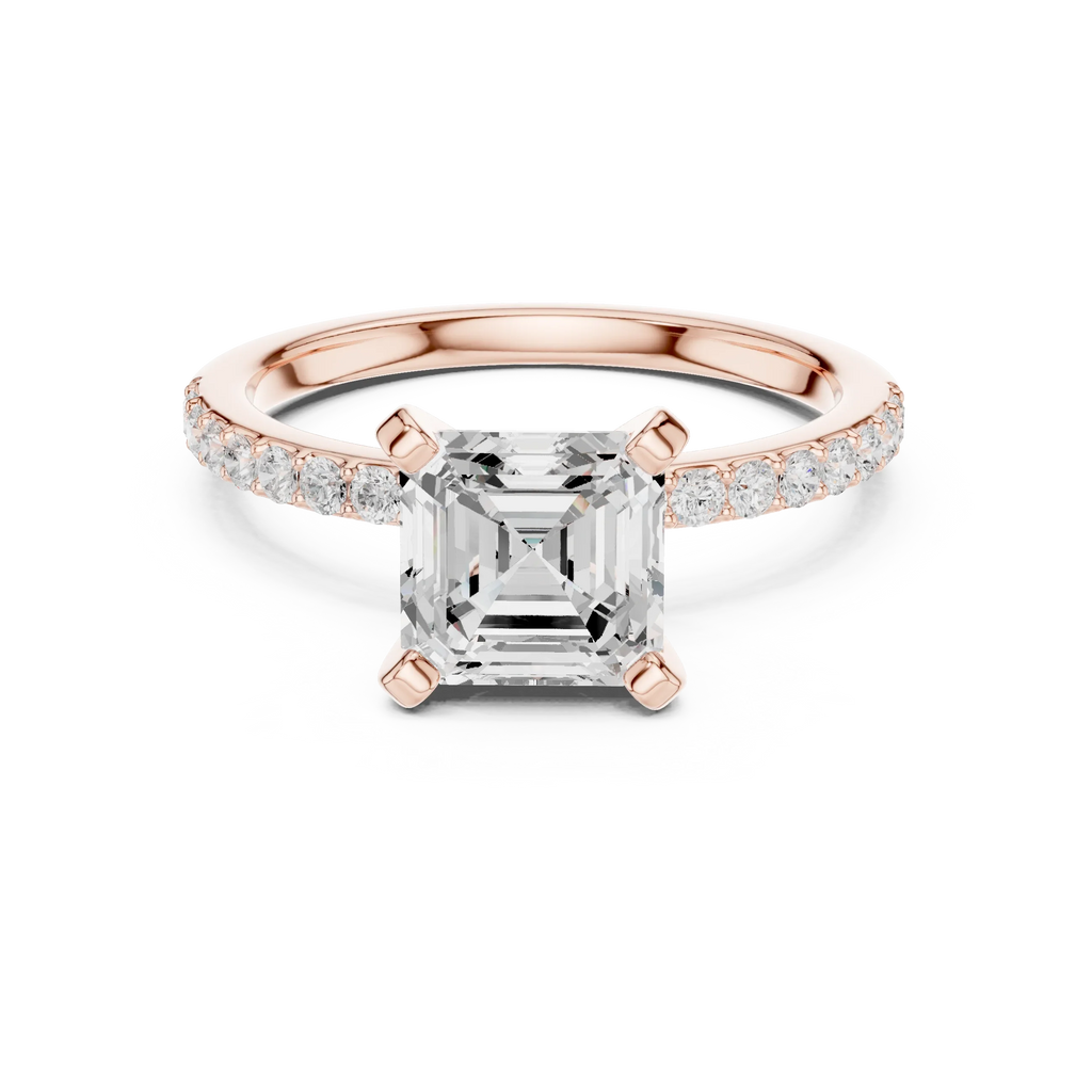 2 CT Asscher Cut Moissanite Halo Engagement Ring, Gift For Her