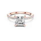 2 CT Asscher Cut Moissanite Halo Engagement Ring, Gift For Her