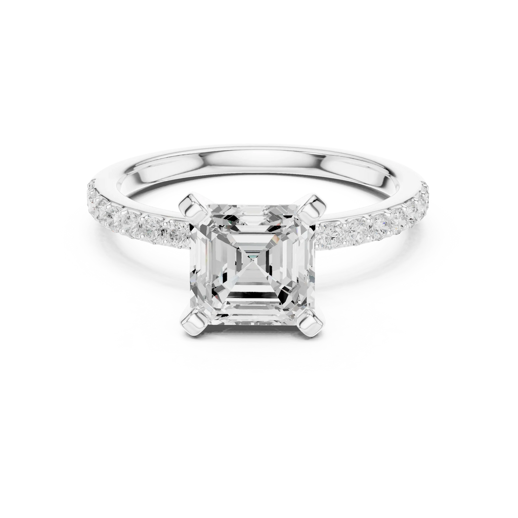 2 CT Asscher Cut Moissanite Halo Engagement Ring, Gift For Her