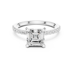 2 CT Asscher Cut Moissanite Halo Engagement Ring, Gift For Her