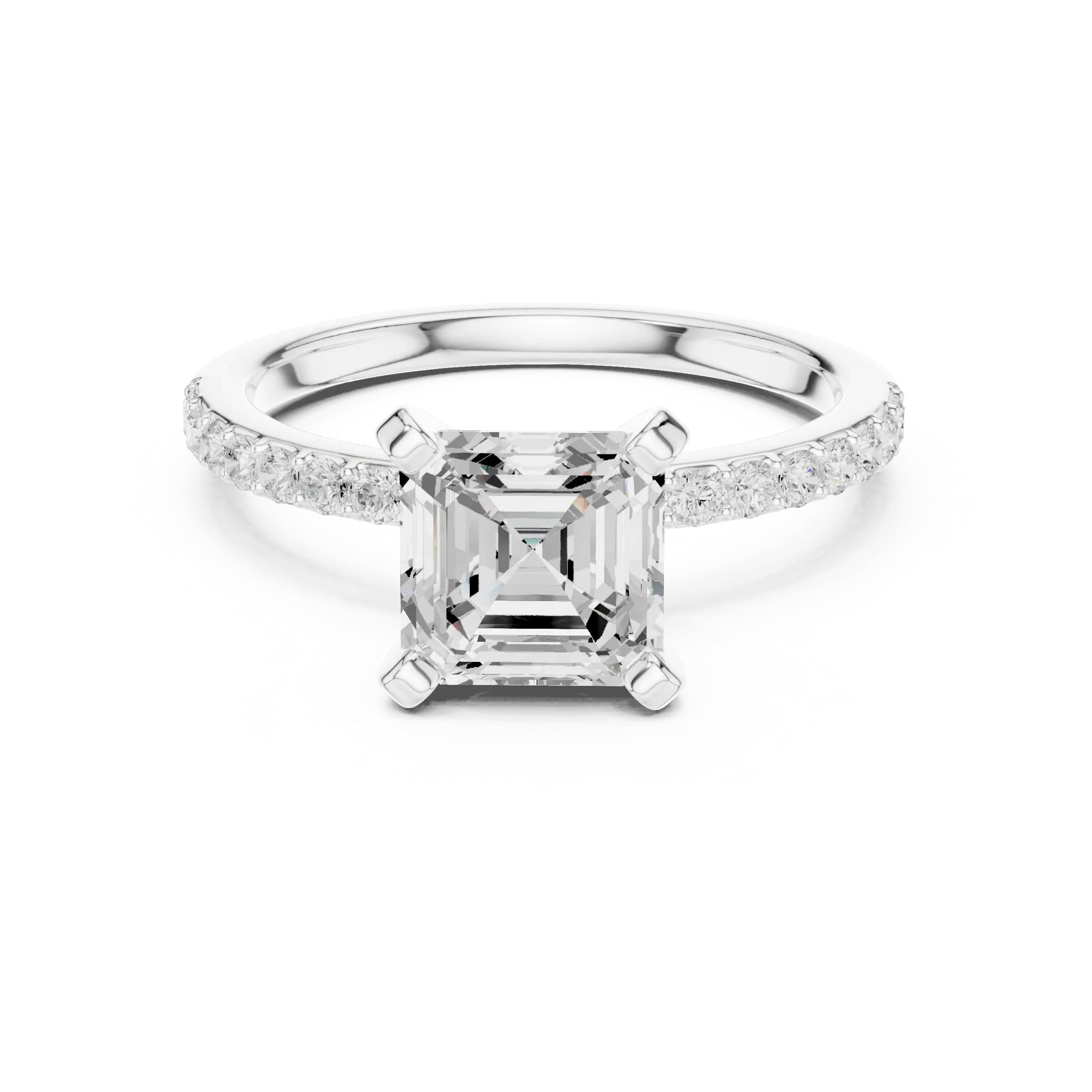 2 CT Asscher Cut Moissanite Halo Engagement Ring, Gift For Her