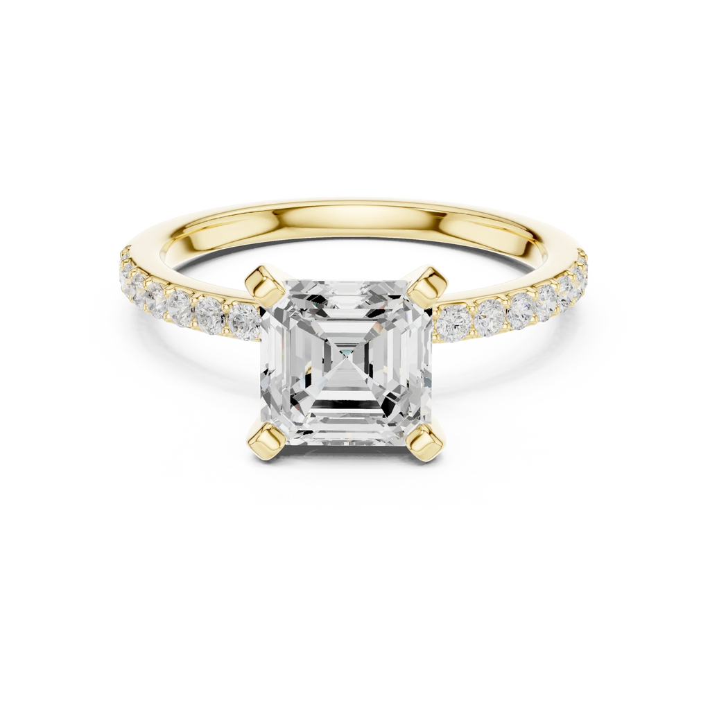 2 CT Asscher Cut Moissanite Halo Engagement Ring, Gift For Her