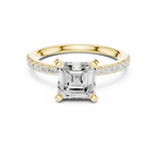 2 CT Asscher Cut Moissanite Halo Engagement Ring, Gift For Her