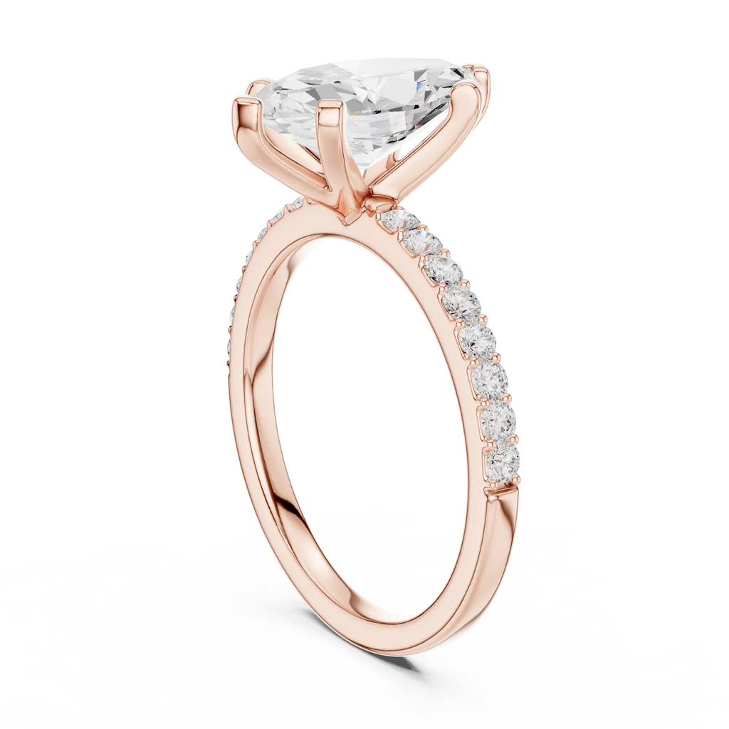 10K Solid Gold Marquise Diamond Solitaire Ring - Girlfriend Gift