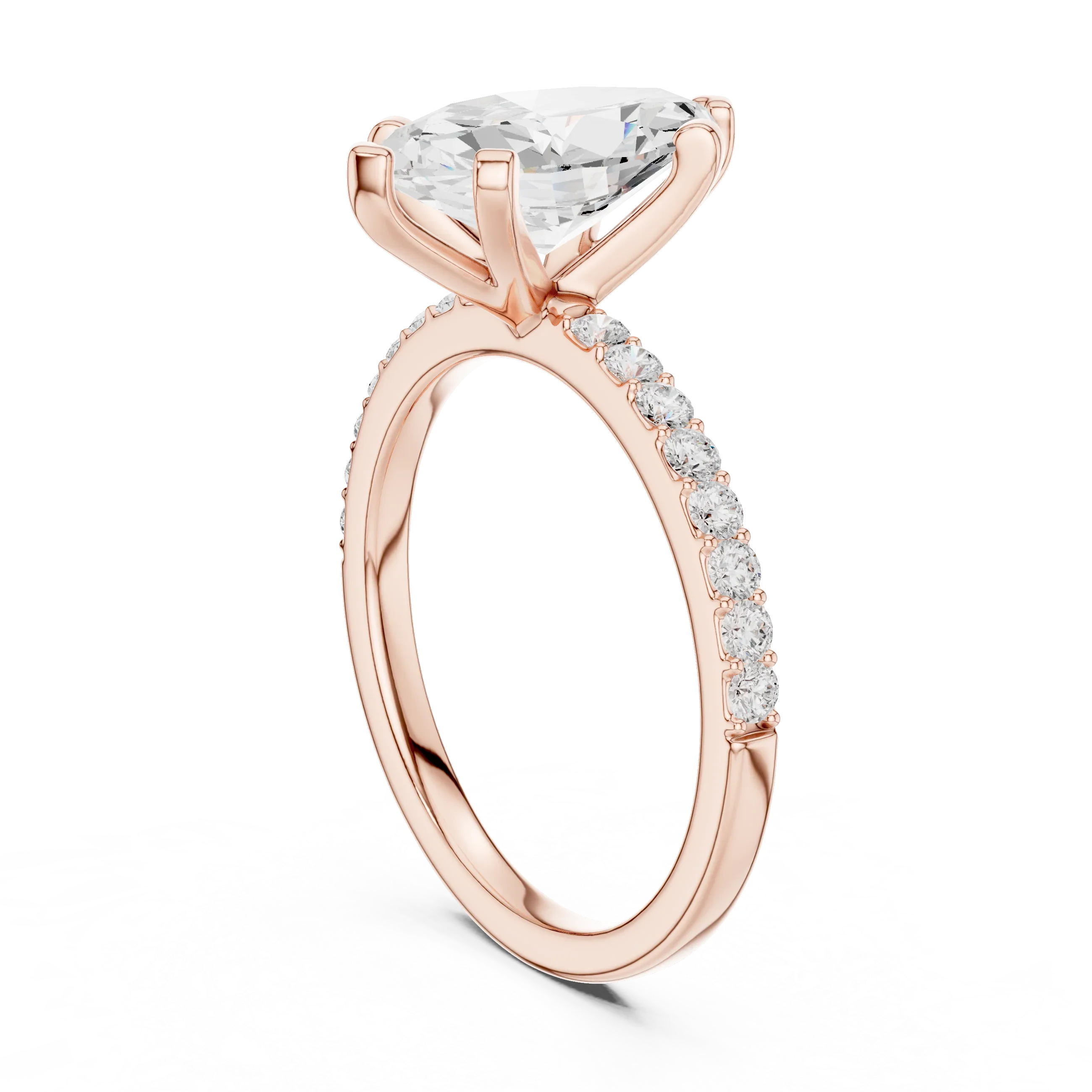 10K Solid Gold Marquise Diamond Solitaire Ring - Girlfriend Gift