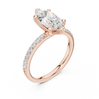 10K Solid Gold Marquise Diamond Solitaire Ring - Girlfriend Gift
