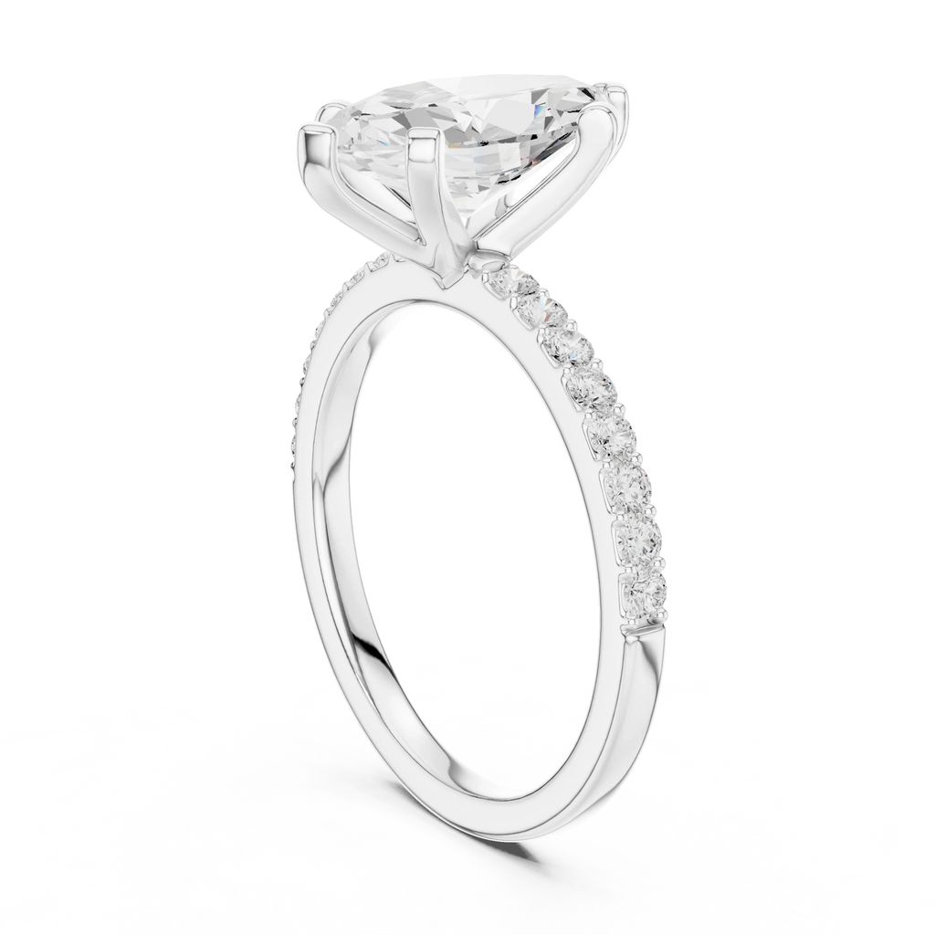 10K Solid Gold Marquise Diamond Solitaire Ring - Girlfriend Gift