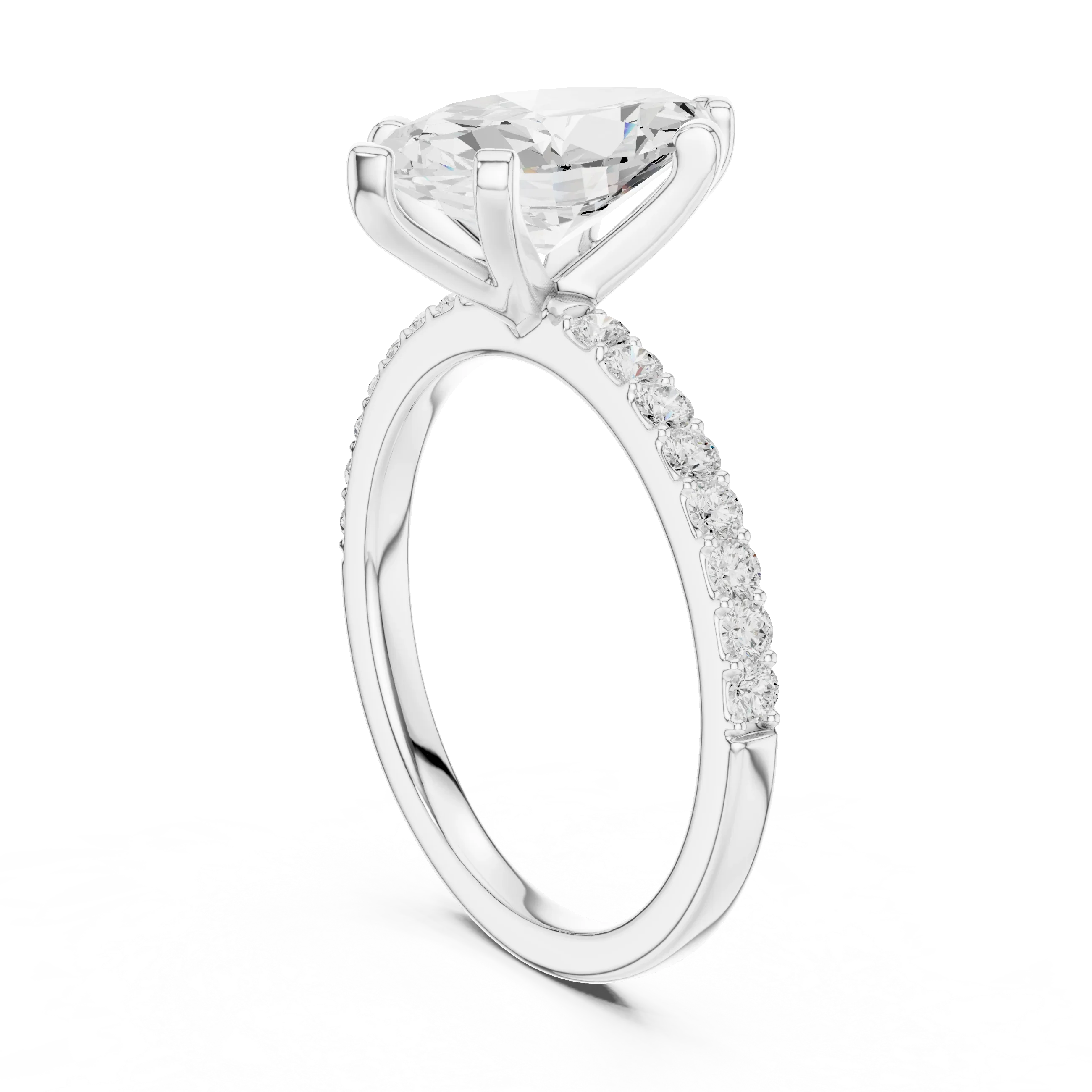 10K Solid Gold Marquise Diamond Solitaire Ring - Girlfriend Gift