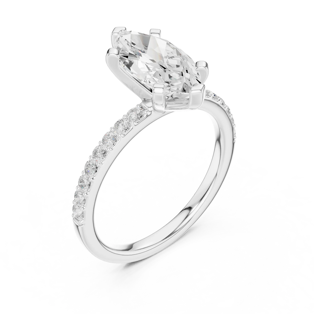 10K Solid Gold Marquise Diamond Solitaire Ring - Girlfriend Gift