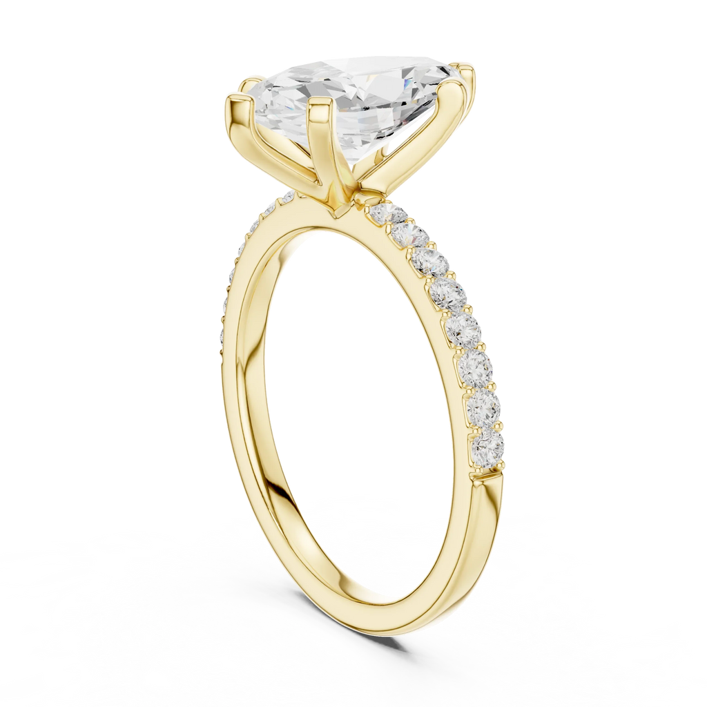 10K Solid Gold Marquise Diamond Solitaire Ring - Girlfriend Gift