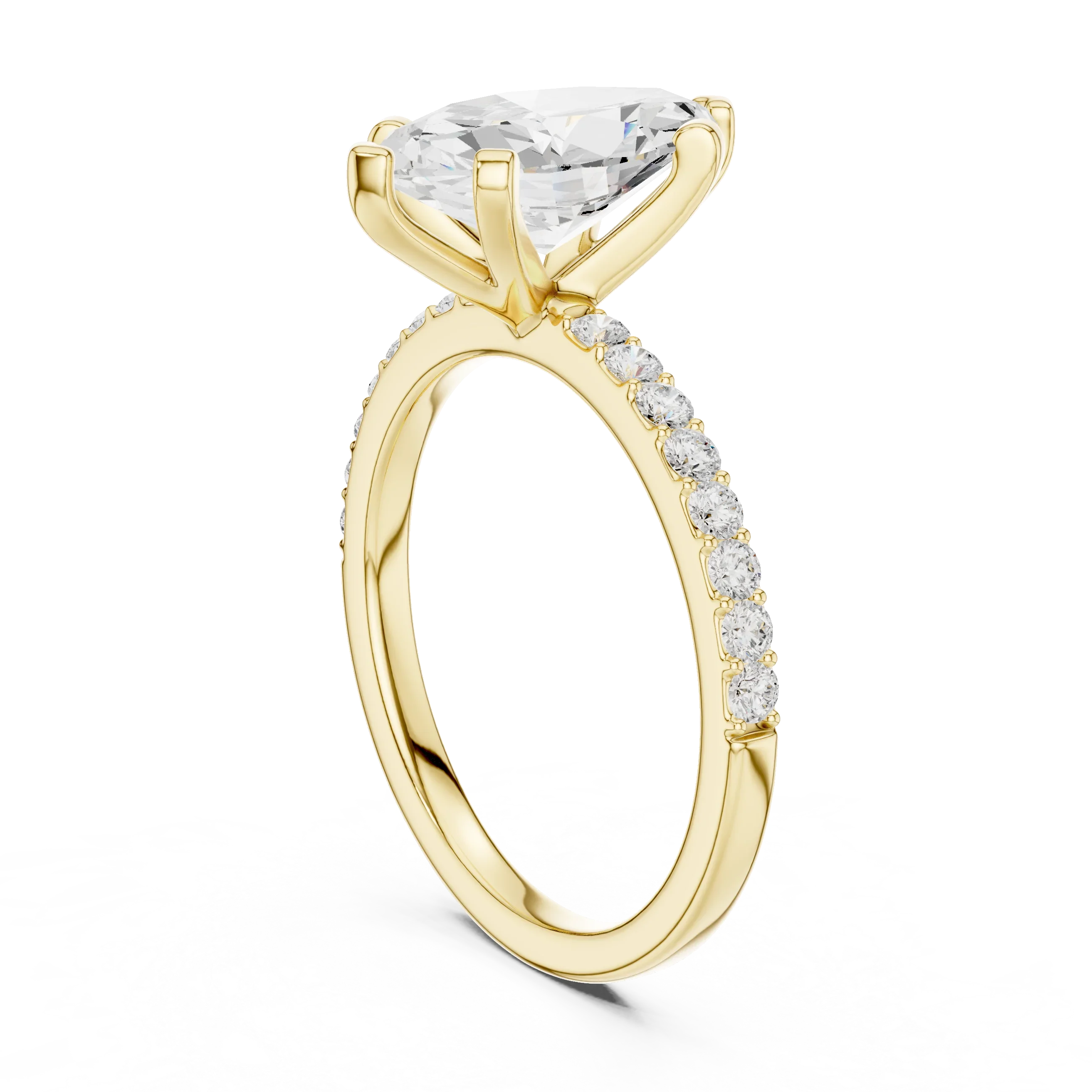 10K Solid Gold Marquise Diamond Solitaire Ring - Girlfriend Gift
