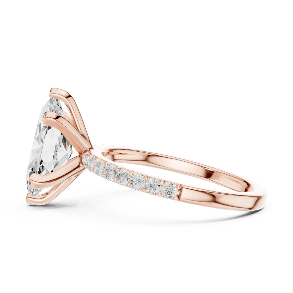 10K Solid Gold Marquise Diamond Solitaire Ring - Girlfriend Gift