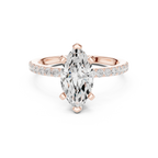 10K Solid Gold Marquise Diamond Solitaire Ring - Girlfriend Gift