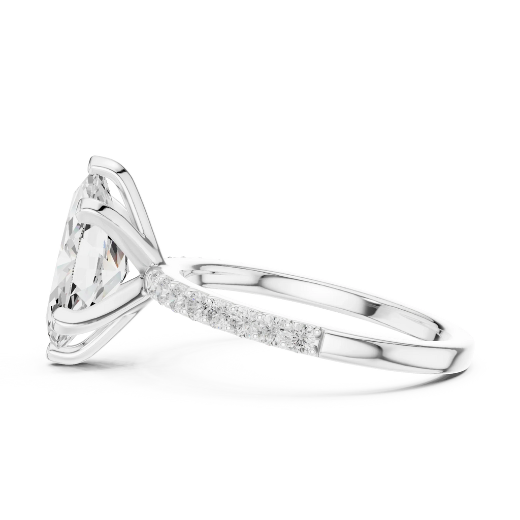 10K Solid Gold Marquise Diamond Solitaire Ring - Girlfriend Gift