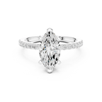 10K Solid Gold Marquise Diamond Solitaire Ring - Girlfriend Gift