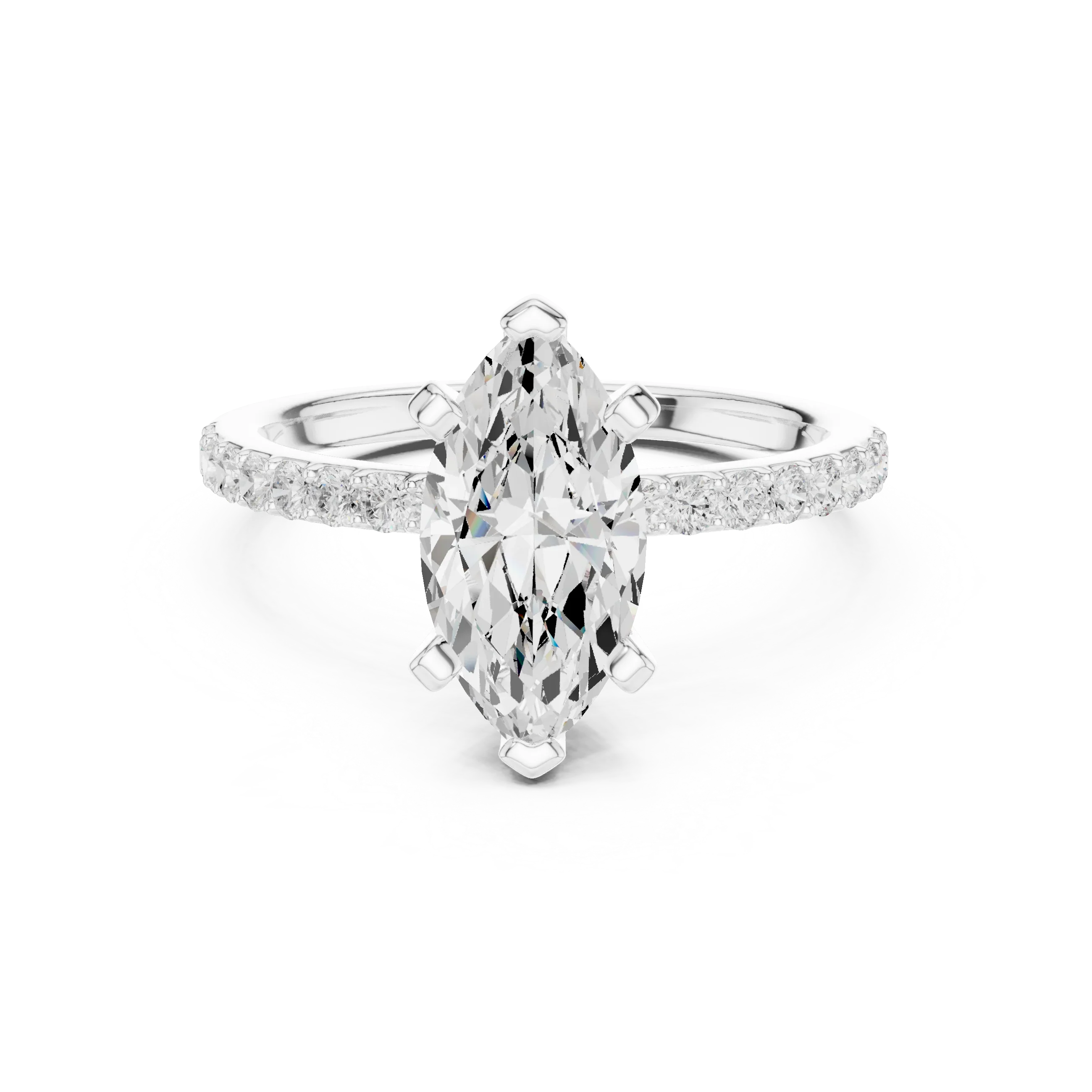 10K Solid Gold Marquise Diamond Solitaire Ring - Girlfriend Gift