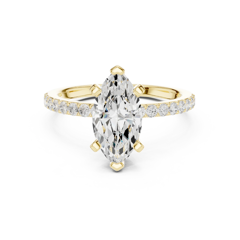 10K Solid Gold Marquise Diamond Solitaire Ring - Girlfriend Gift