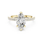 10K Solid Gold Marquise Diamond Solitaire Ring - Girlfriend Gift