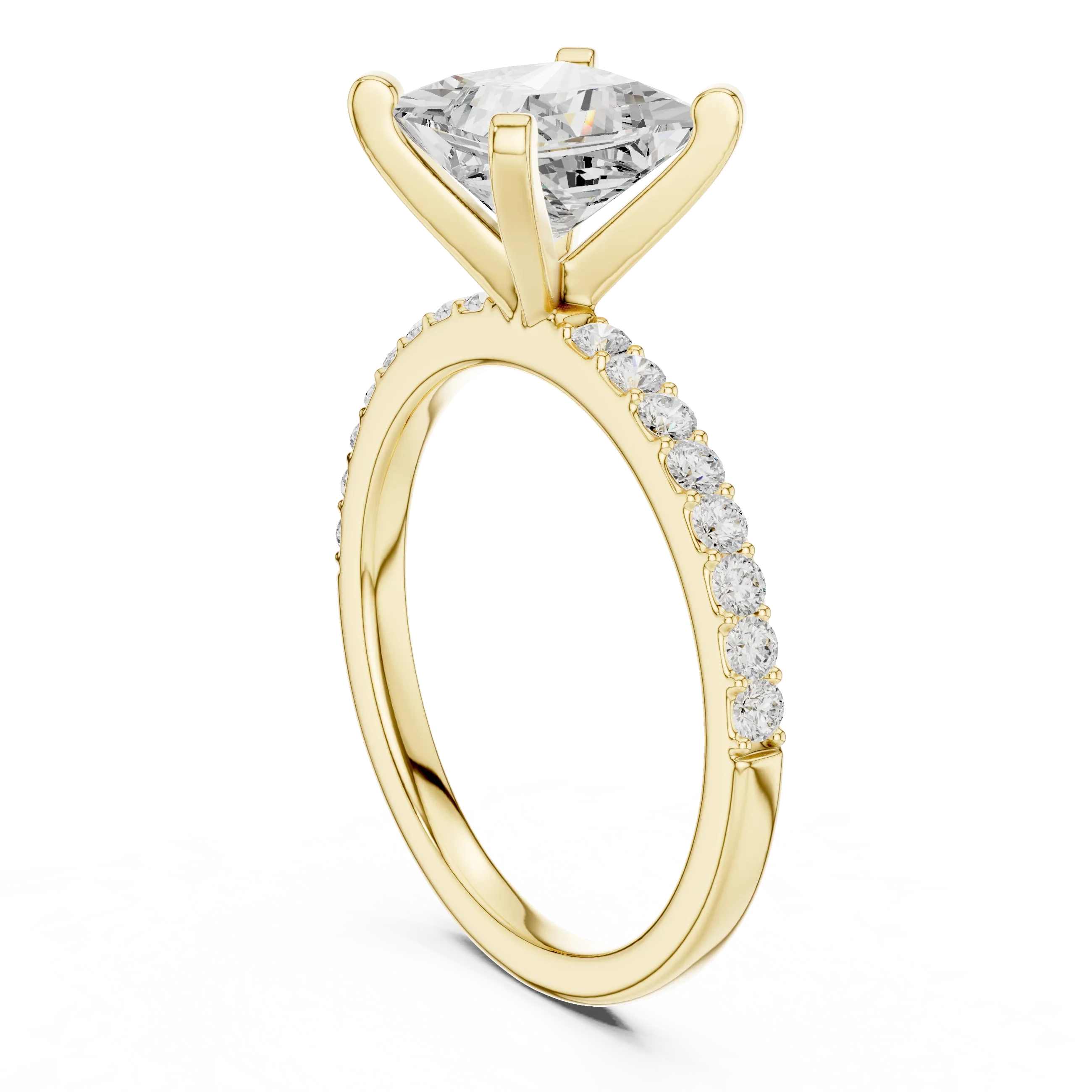 2ct Princess Cut IGI Certified Diamond Gold Ring