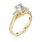 14K White Gold 1.9 CT Emerald Cut Three Stone Diamond Ring